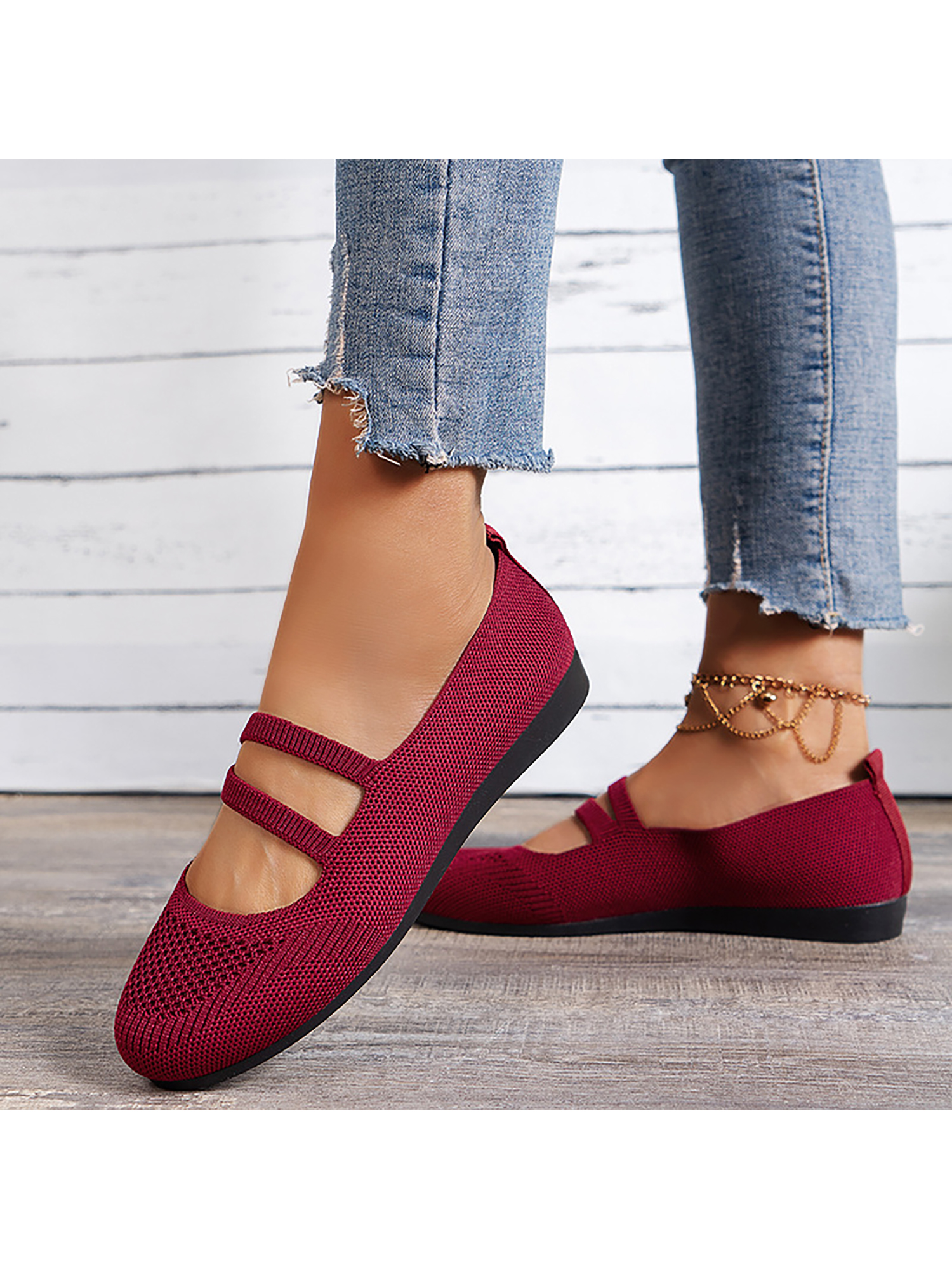 Gomelly Womens Slip On Flats Breathable Mary Jane Casual Loafers