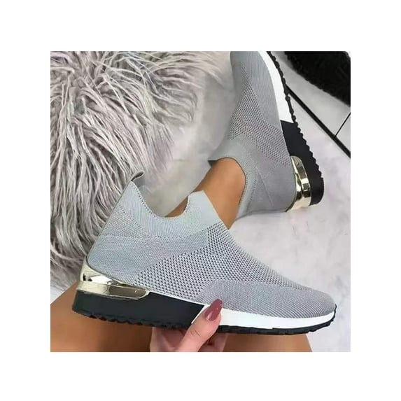 Gomelly Womens Slip On Sneakers Casual Comfortable Jogging Running Athletic Sport Shoes Size 11 Gray