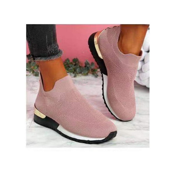Gomelly Womens Slip On Sneakers Casual Comfortable Jogging Running Athletic Sport Shoes Size 9 Pink