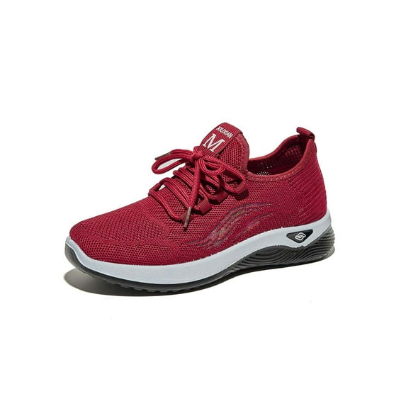 Gomelly Womens Sneakers Sport Running Shoe Knit Upper Athletic Shoes Comfort Walking Gym Outdoor Trainers Female Red 9