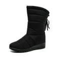 thumbnail image 1 of Gomelly Womens Snow Boots Mid Calf Warm Booties Slip On Winter Boot Casual Shoes Walking Work Black 7.5, 1 of 7