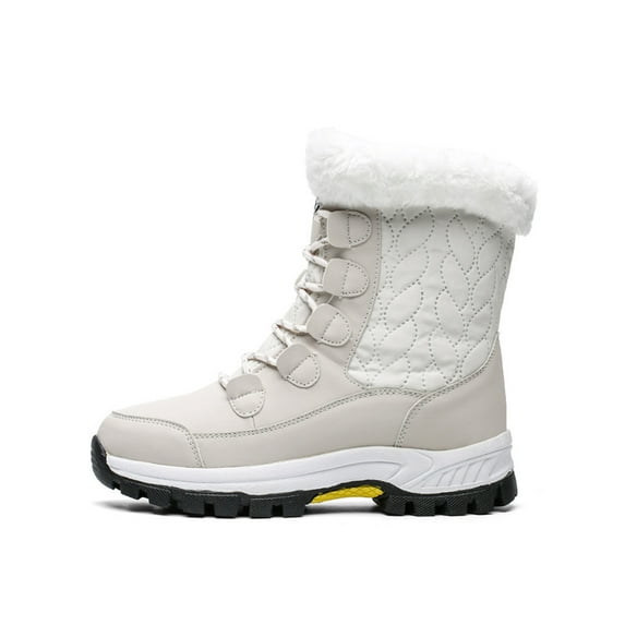 Gomelly Womens Snow Boots Waterproof Winter Boots Non-Slip Warm Mid-Calf Boot Beige 6.5