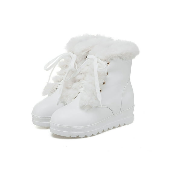 Gomelly Womens Snow Boots Winter Boot Plush Lined Hidden Wedge Booties Non-slip Shoes Cold Walking Ankle Bootie White 9