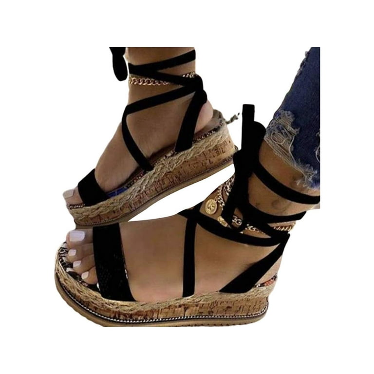 Gomelly Womens Summer Espadrilles Flatform Wedge Sandals Lace Up