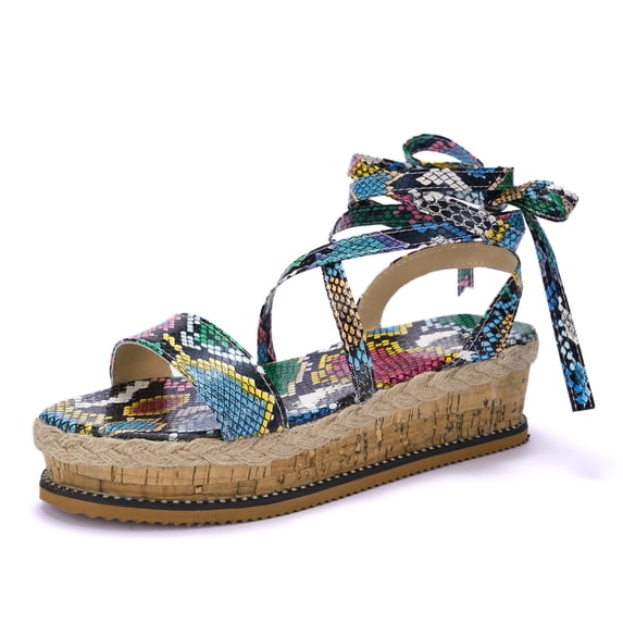 Gomelly Womens Summer Espadrilles Flatform Wedge Sandals Lace Up Ankle Shoes Size US 4-12 Bright Green US 10