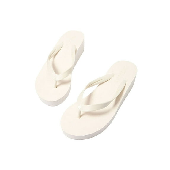 Gomelly Womens Tongs Sandal Wedge Summer Sandals Beach Flip-flops Comfort Footbeds Walking Daily Casual Shoes White 6