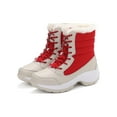 thumbnail image 1 of Gomelly Womens Winter Boot Lace Up Warm Booties Mid Calf Snow Boots Lightweight Comfort Shoes Women Ladies Bootie Red 39, 1 of 9