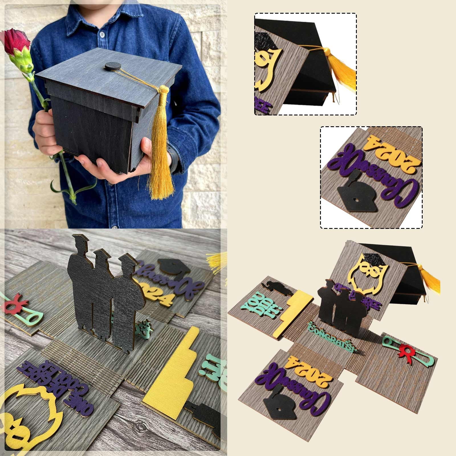 Gomind Graduation Hat Explosion Box,Graduation Exploding Gift Box,Congrats Bouncing Surprise Pop