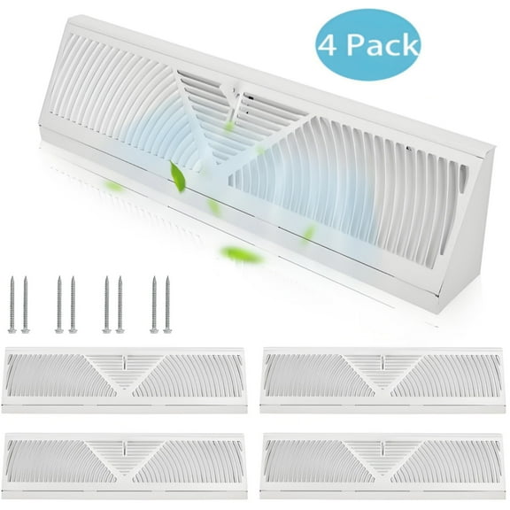 Gomok 4 Pack 18" Baseboard Diffuser Register Vent Covers for Air Flow Control Floor Baseboard Diffuser