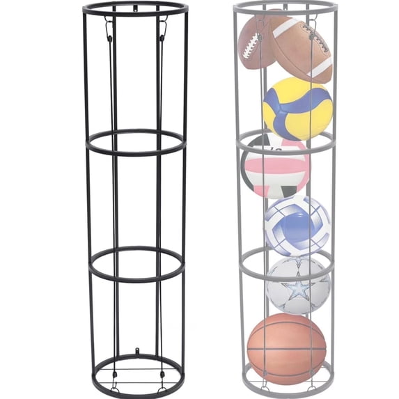 Gomok 3 Tier Vertical Ball Storage Rack, Ball Storage Garage for Basketball Volleyball Soccer Garage Organizer for Home Gift