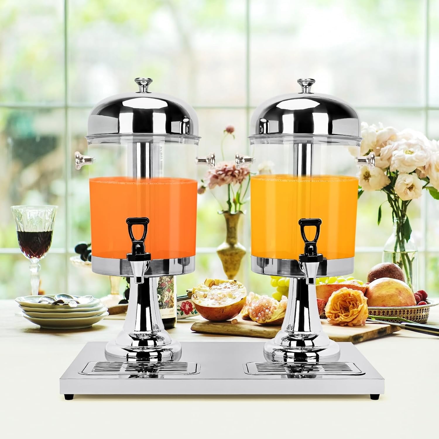 Gomok 4.4 Gallon Beverage Dispenser with Stand Stainless Steel Juice Dispenser with Ice Core and Spigot Punch Dispenser