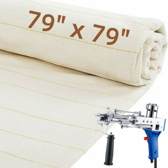 Gomok 79" x 79" Large Primary Tufting Cloth with Yellow Marked Lines Monks, Punch Needle Cloth for DIY Rug-Punch Tufting Gun