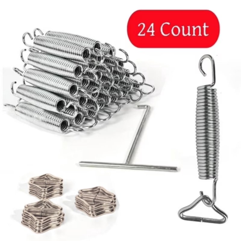Qunbio 5.5'' Trampoline Springs, 24 Pcs Heavy-Duty Galvanized Steel Replacement Trampoline Springs with V-Ring