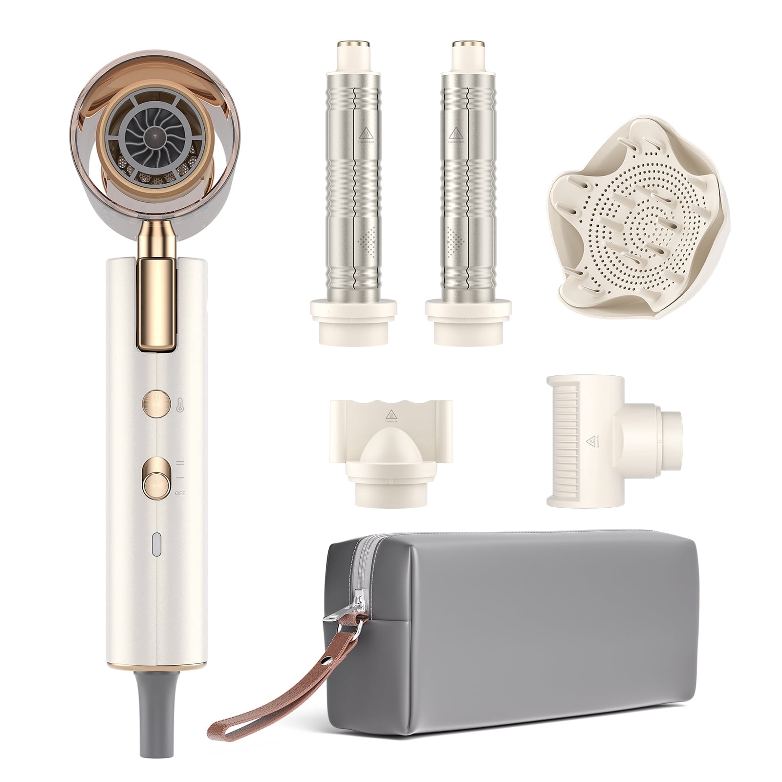 GOMYTH Dual Voltage Hair Dryer for Travel,5 in 1 Hot Air Styler Wrap with Auto Curlers, Fast Drying, Straightening and Volumizing,110,000 RPM,Includes Travel Bag