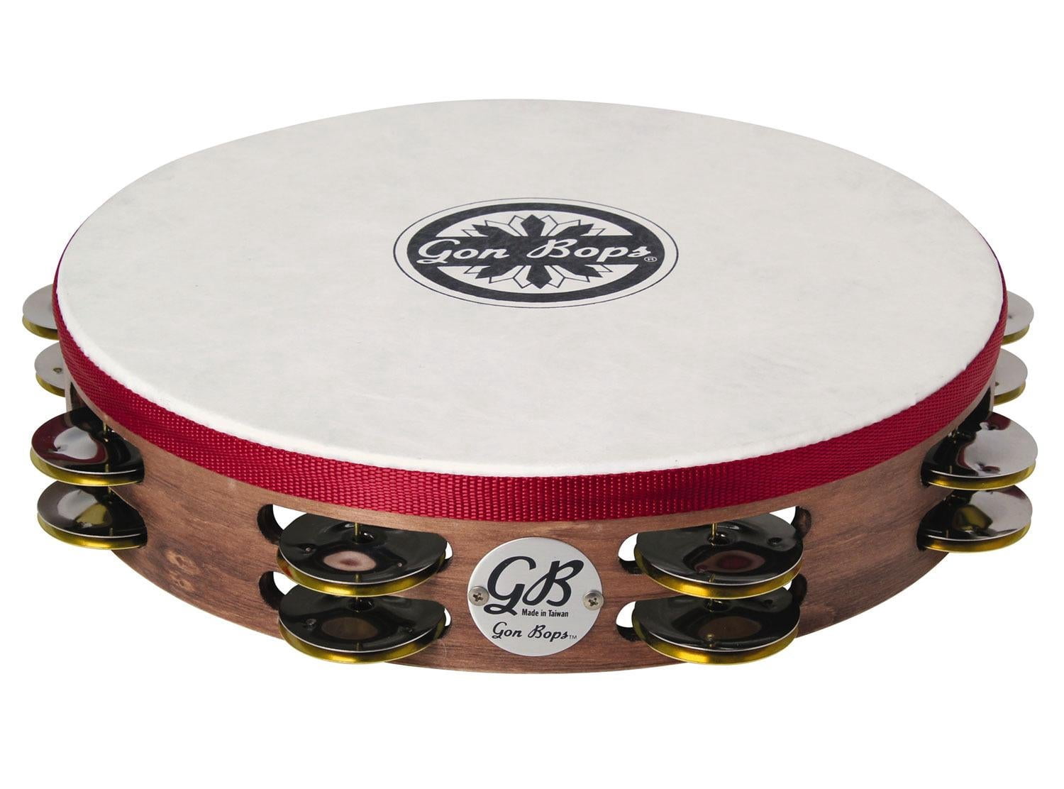 Gon Bops 10" Double-Row Jingles Wooden Tambourine with Head