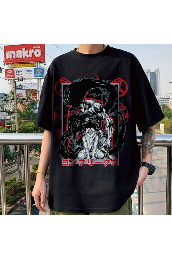 Gon Freecss T-shirt, Hunter x Hunter Manga Anime Shirt,Black color,size L