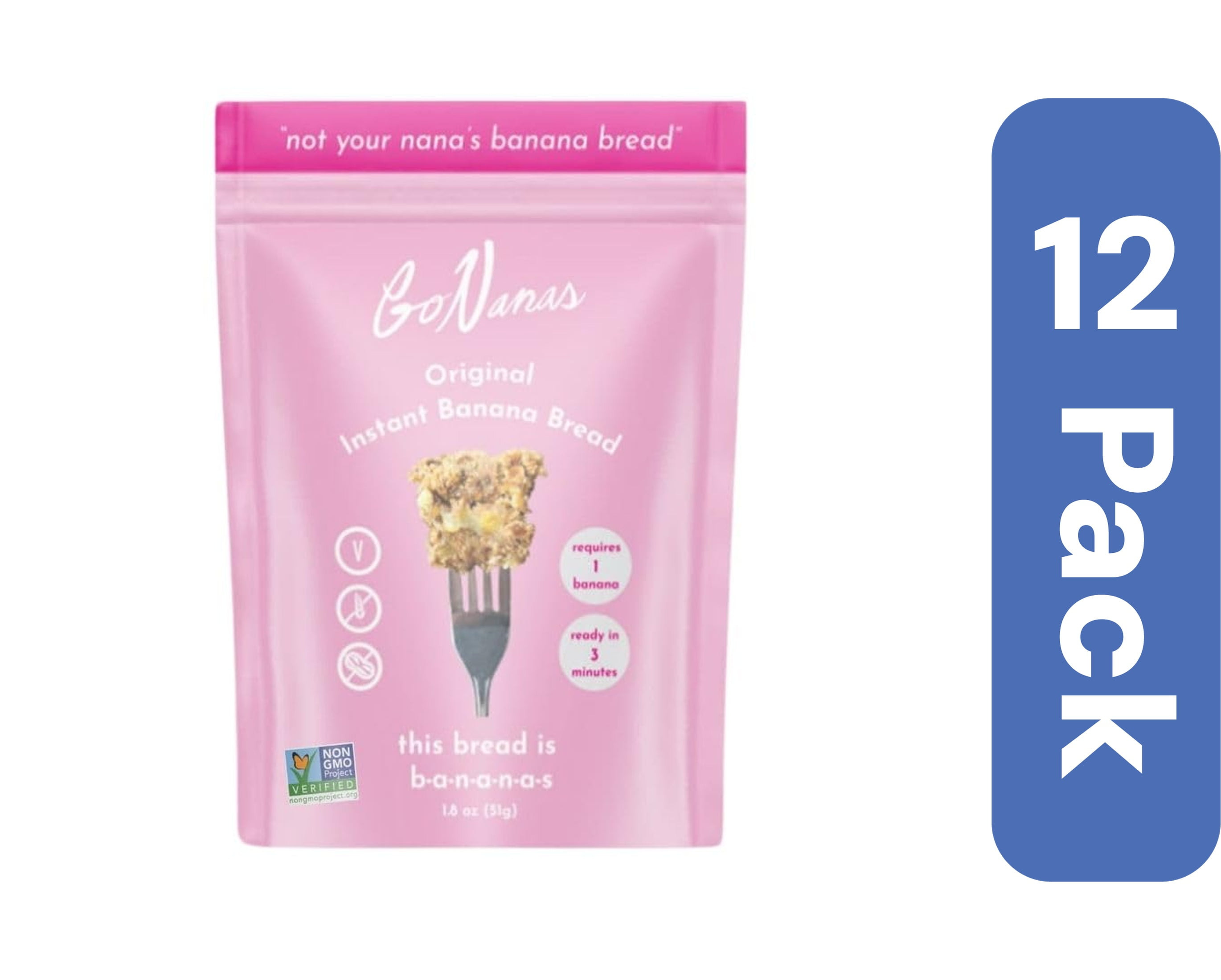 Gonana's Banana Bread Instant Mix 1.6 oz (Pack Of 12)