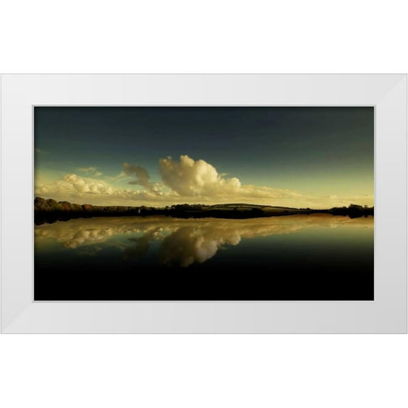 Goncalves, Adelino 24x15 White Modern Wood Framed Museum Art Print Titled - Cloud Reflection
