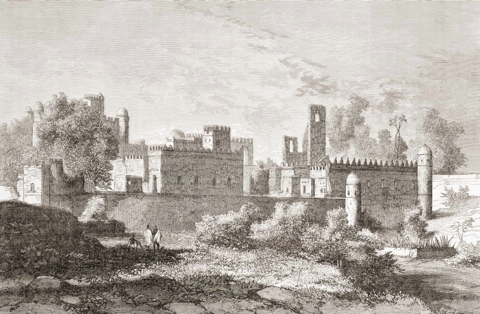Gondar Ethiopia Fasilides Palace Circa 1880 From A 19Th Century Illustration Canvas Art - Ken Welsh Design Pics (36 x 22)