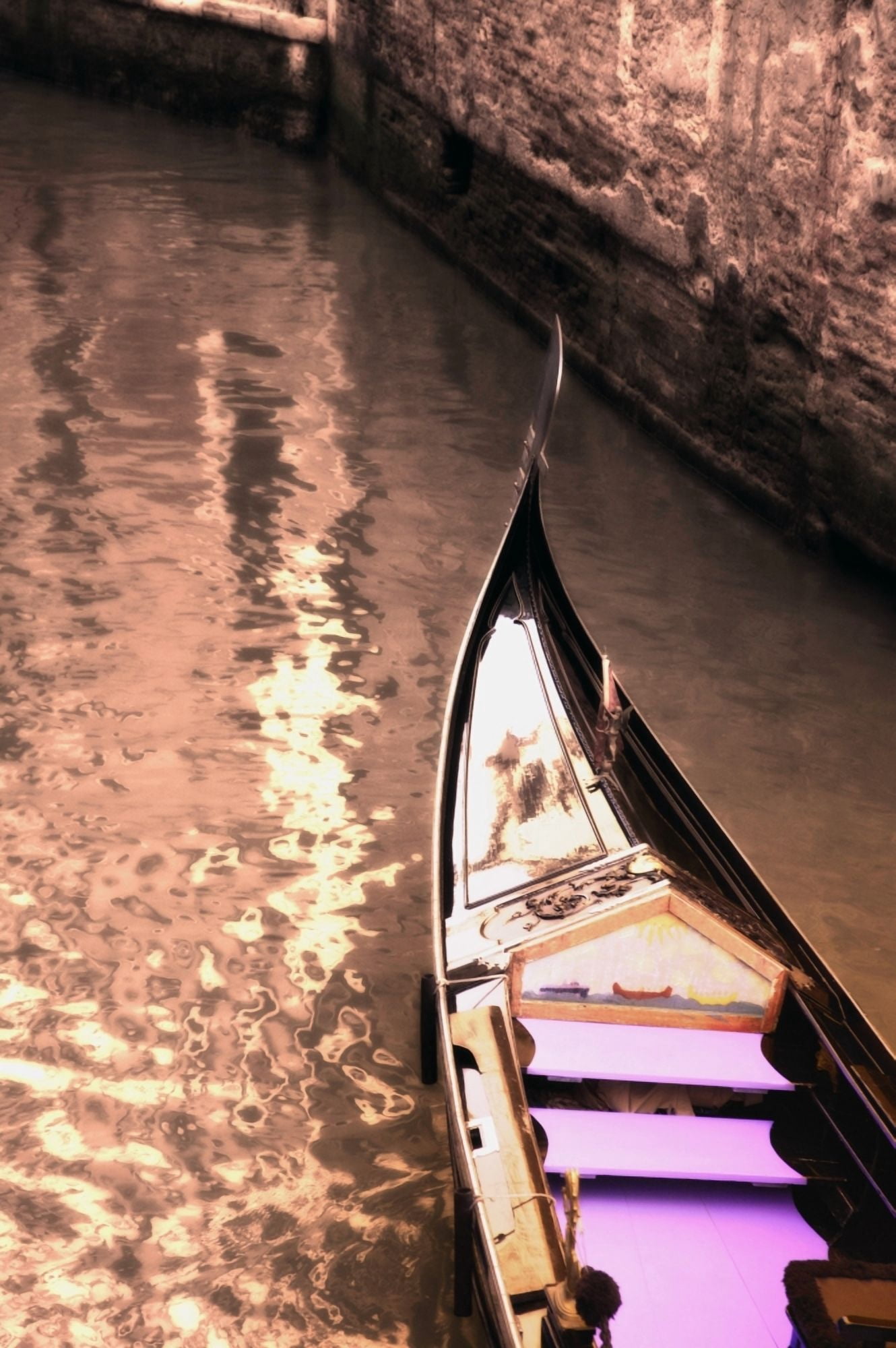 Gondola In The Canal Venice Italy Canvas Art - Carson Ganci Design Pics (22 x 34)