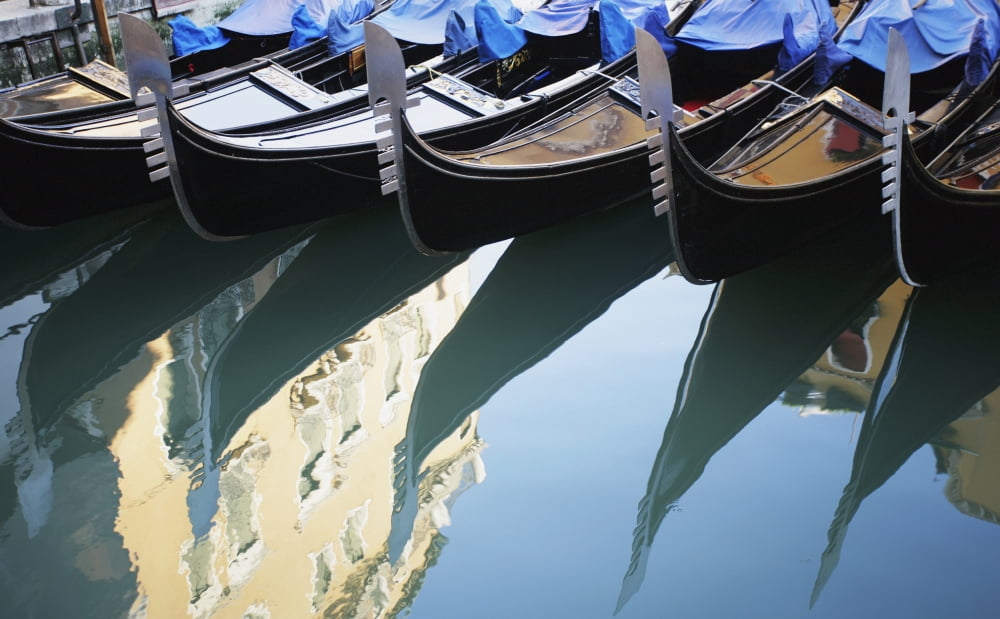 Gondola On Canal Venice Italy Canvas Art - Chris Caldicott Design Pics (18 x 11)