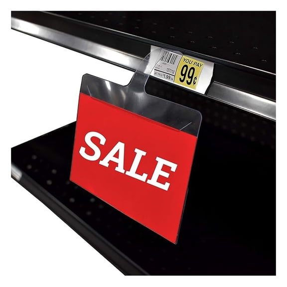 Gondola Shelf Channel Wobbler Sign Holder for 3.5" H x 5" W Signs & 3" W x 1.25" Price , 50 Pack