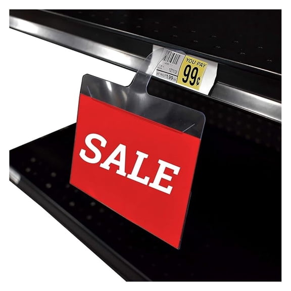 Gondola Shelf Channel Wobbler Sign Holder for 3.5" H x 5" W Signs & 3" W x 1.25" Price , 50 Pack