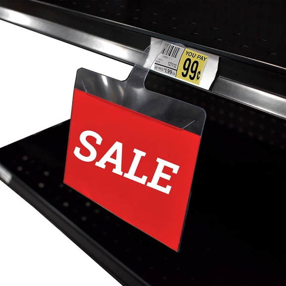 Gondola Shelf Channel Wobbler Sign Holder for 3.5" H x 5" W Signs & 3" W x 1.25" Price Tags, 25 Pack
