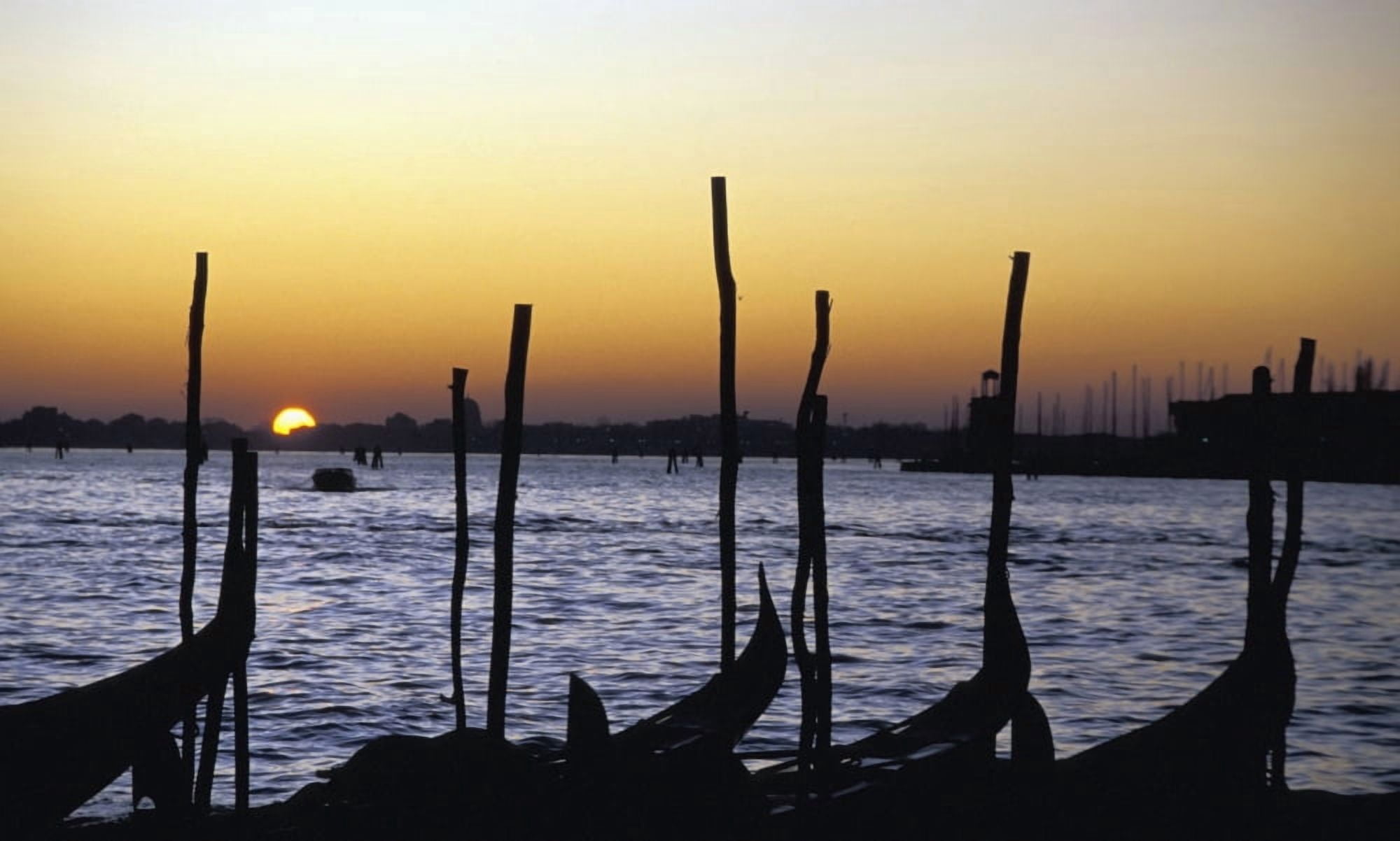 Gondolas At Sunset Canvas Art - Joe Beynon Design Pics (36 x 22)