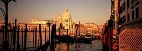 Gondolas In A Canal Venice Italy Canvas Art - Panoramic Images (36 x 13)