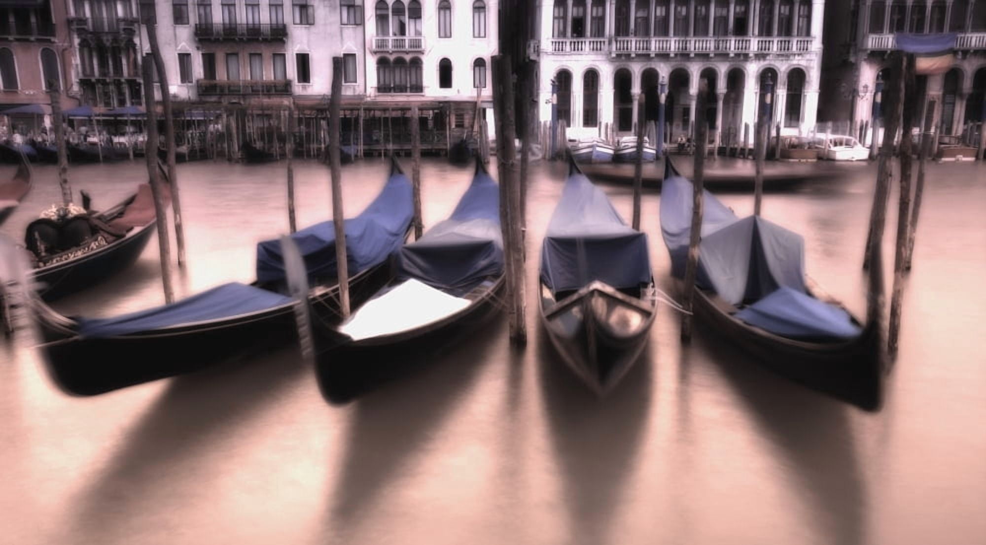 Gondolas In The Grand Canal At Sunset Venice Italy Canvas Art - Carson Ganci Design Pics (19 x 10)