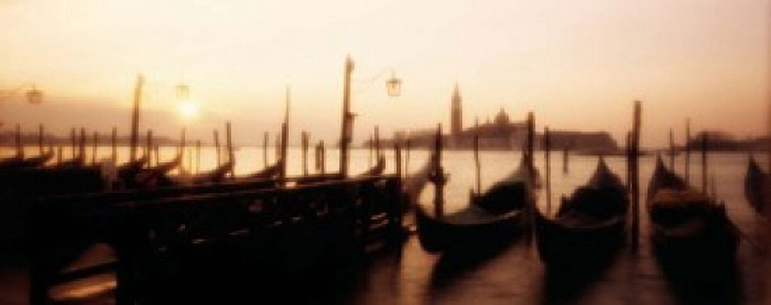 Gondolas San Giorgio Maggiore Venice Italy Canvas Art - Panoramic Images (15 x 6)