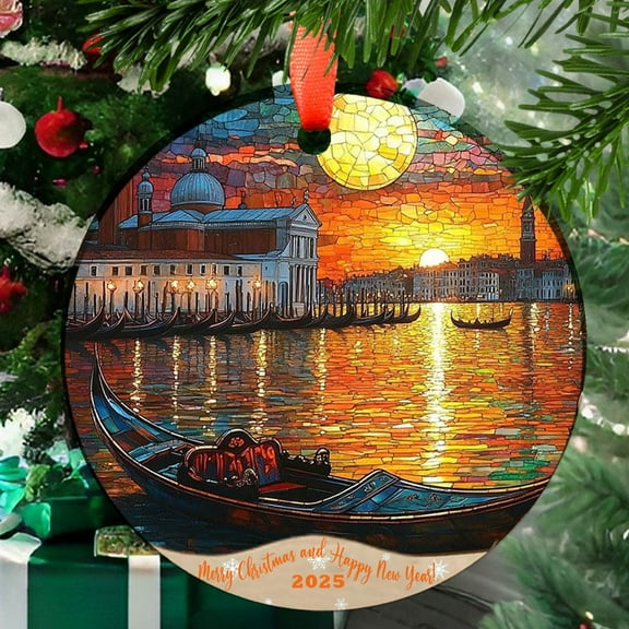 Gondolas a Canal 1 Christmas Ornament, Holiday Tree Ornament, Gift for Mom, Love Day Home Decor, Festival Gift Ornament, Keepsake 2025