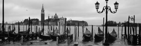 Gondolas with a church in the background Church Of San Giorgio Maggiore San Giorgio Maggiore Venice Veneto Italy Canvas Art - Panoramic Images (36 x 12)