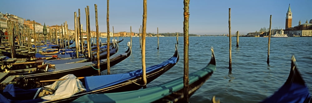 Gondolas in a Grand Canal Venice Veneto Italy Canvas Art - Panoramic Images (36 x 12)
