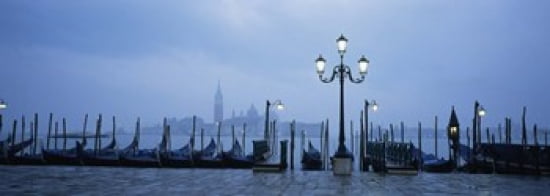 Gondolas in a canal Grand Canal St Marks Square San Giorgio Maggiore Venice Veneto Italy Canvas Art - Panoramic Images (36 x 13)