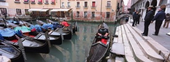 Gondolas in a canal Grand Canal Venice Italy Canvas Art - Panoramic Images (36 x 13)