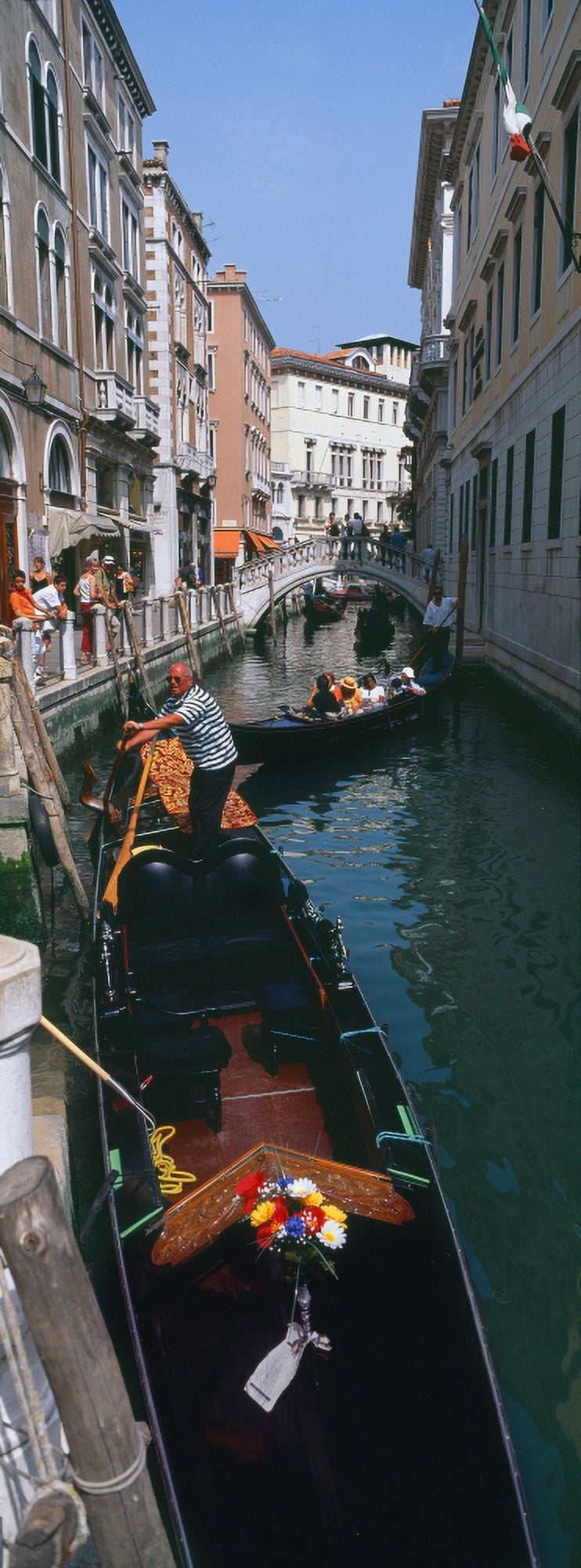 Gondolas in a canal Venice Veneto Italy Canvas Art - Panoramic Images (27 x 9)