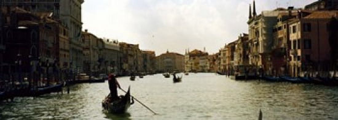 Gondolas in the canal Grand Canal Venice Veneto Italy Canvas Art - Panoramic Images (18 x 7)