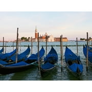Gondolas on the grand canal by st marks square  looking across to isola di san giorgio maggiore;Venice  italy