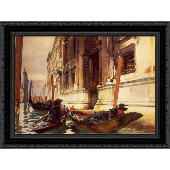 Gondoliers's Siesta 24x19 Black Ornate Wood Framed Canvas Art by Sargent, John Singer