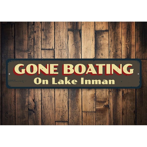 Gone Boating Novelty Sign, Metal Wall Decor - 4x18 inches