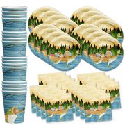 Gone Fishing Birthday Party Supplies Set Plates Napkins Cups Tableware Kit for 16