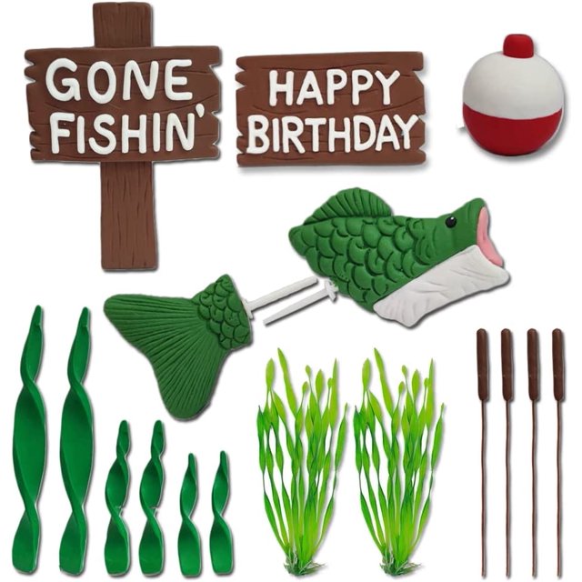 Fish Party Decorations JeVenis Fishing Cake Topper Fishing Cake Decorations Gone Fishing Cake... Retirement Theme Party