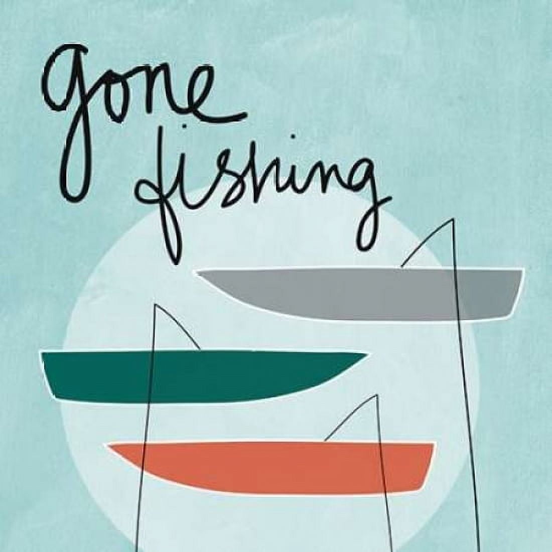 Gone Fishing Canvas Art - Linda Woods (24 x 24)