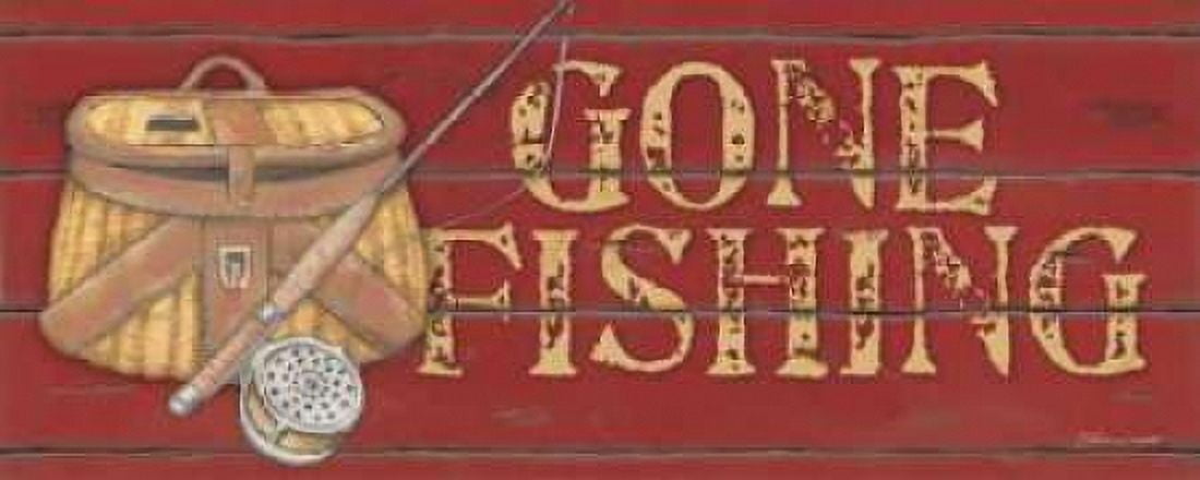 Gone Fishing Canvas Art - Stephanie Marrott (10 x 20)