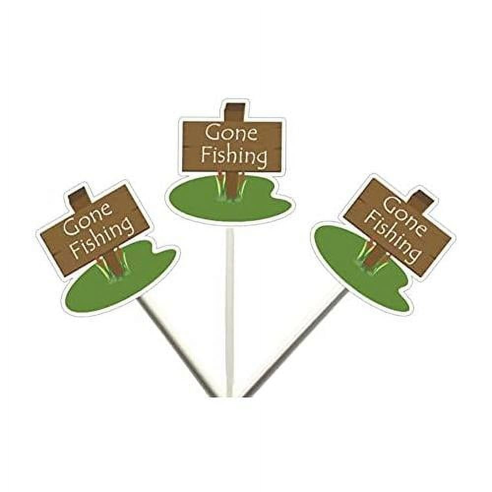 Gone Fishing Cupcake Toppers, Fishing Party Cupcake Toppers, Fishing Cake  Toppers, Fishing Baby Shower, Fish Cupcake Toppers (12 COUNT) 