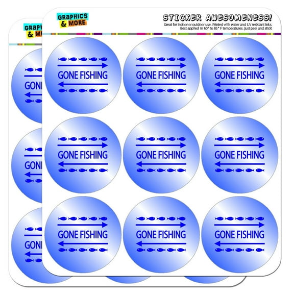 Gone Fishing Fisherman 2" Scrapbooking Crafting Stickers