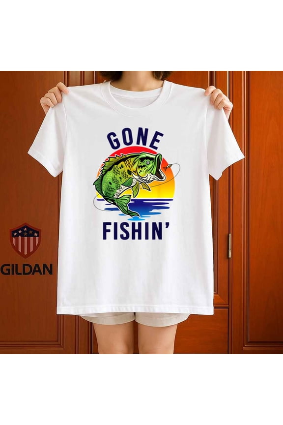 Gone Fishing Funny Bass Fish Youth Kids Sport Fan Gift Graphic Tee,for unisex up to 5XL