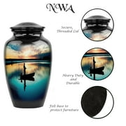 Gone Fishing in Heaven Cremation Urns for Adult Ashes Male - Burial Urns for Human Ashes - Decorative Urns-Decorative Men Urn Fishing | Urns for Dad, Men, Human Ashes | Large Urn with Velvet Bag